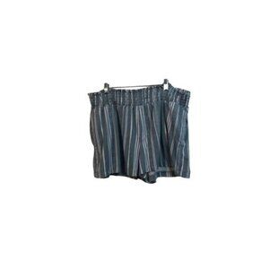 Striped Elastic Waist Womens Shorts S Blue & White‎